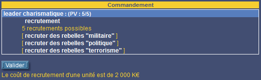 Recrutement unités rebelles